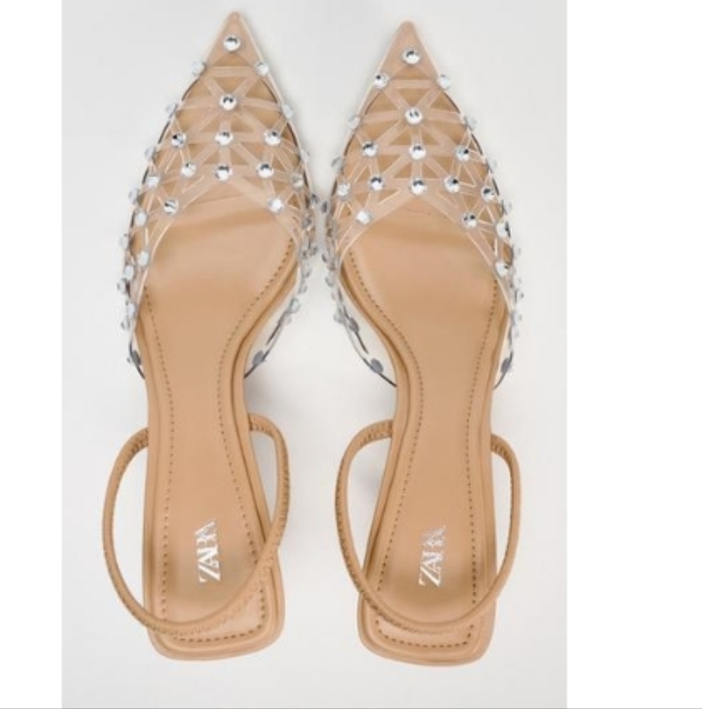 Zara rhinestones Slingback Sz 8/39 - Picture 4 of 12